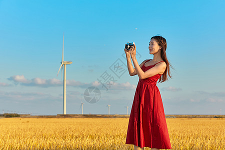 尼康相机文艺美女旅游拍照背景