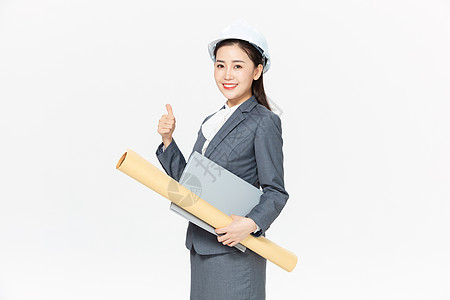 商务建筑女性建筑工程师形象背景