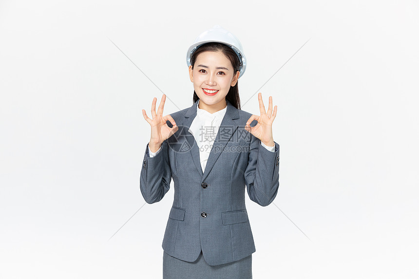 女性建筑工程师ok手势图片