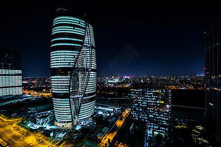 北京夜景北京丽泽SOHO建筑外观背景