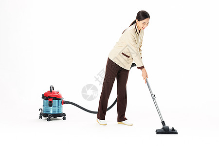 家政服务女性使用吸尘器背景