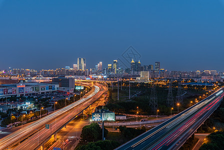 苏州高架苏州工业园区夜景高架桥车流背景