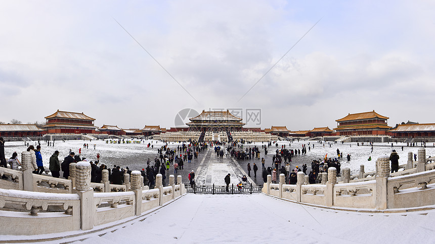 北京故宫博物院全景雪景图片