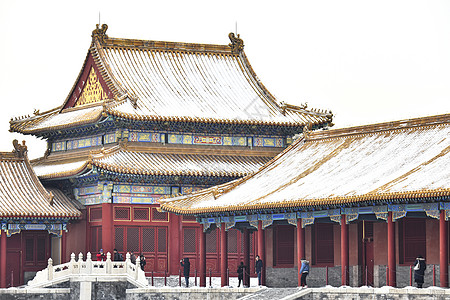 北京故宫博物院的雪景高清图片