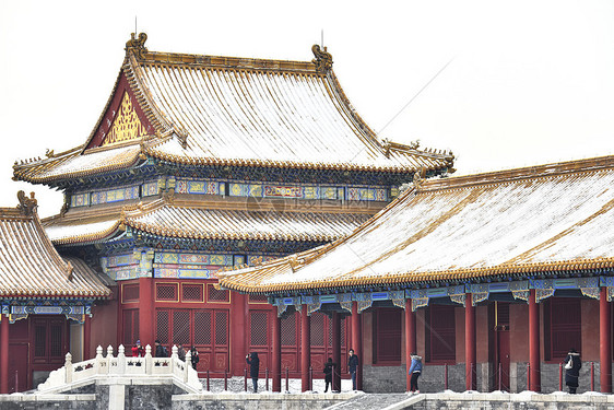 北京故宫博物院的雪景图片