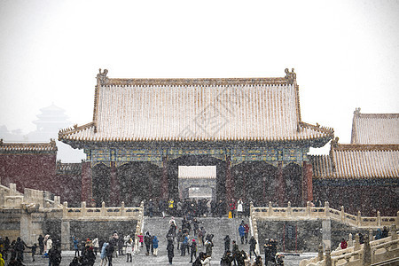 北京故宫博物院的雪景背景图片