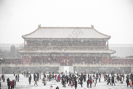 北京故宫博物院的雪景图片