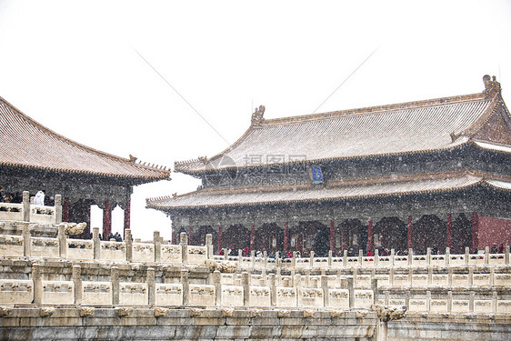 北京故宫博物院的雪景图片