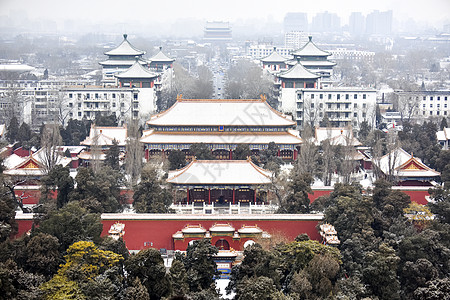 北京故宫博物院的雪景高清图片