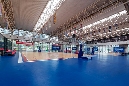 健身房无人室内篮球场背景