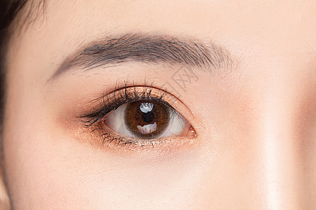 眼妆模特女性眼睛眉毛眼部细节特写背景