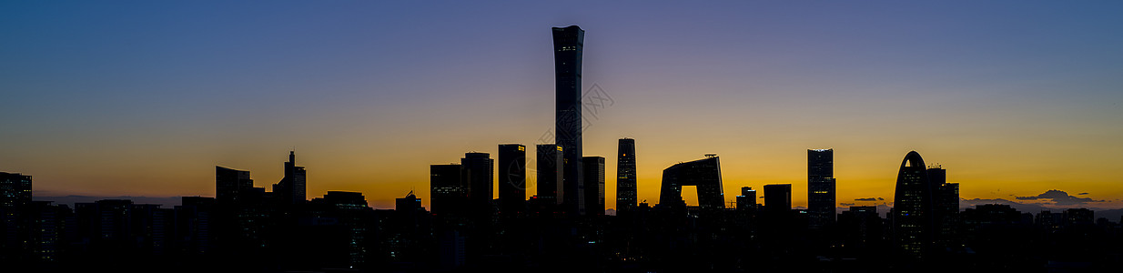 北京市北京国贸的地标剪影背景