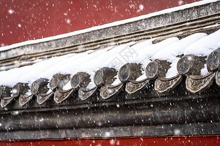 窗外大雪下雪的屋檐背景