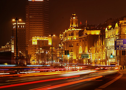 上海外滩车流夜景背景图片