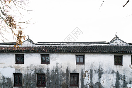 苏州古建筑苏州粉墙黛瓦的江南建筑背景