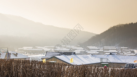 冰雪旅游雪村印象背景