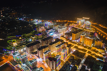 西藏自治区昌都市建筑夜景高清图片