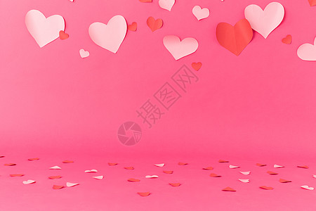 粉色情人节铺满爱心的粉色背景背景