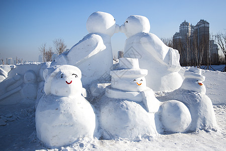 哈尔滨冬哈尔滨雪人谷背景