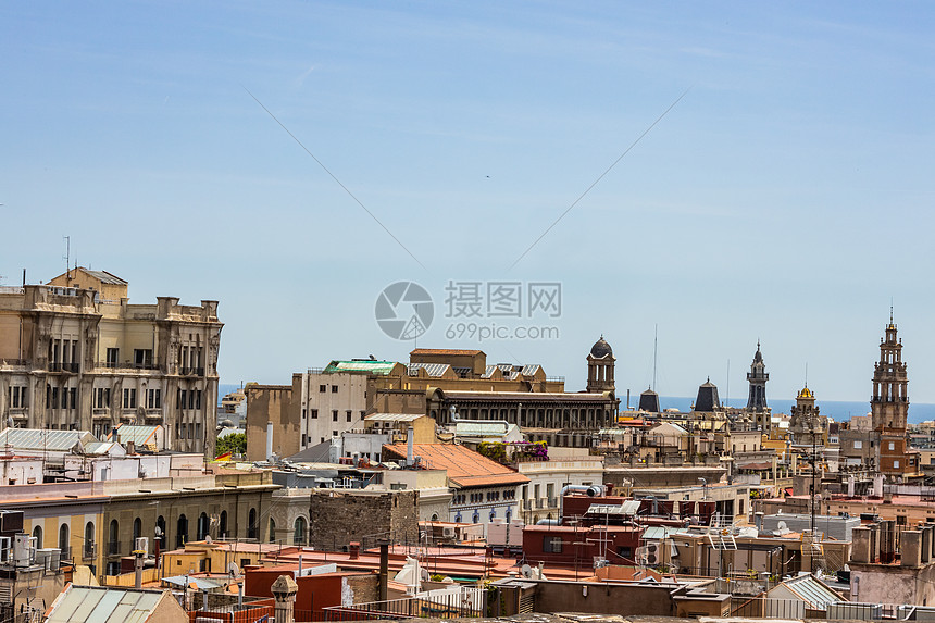 西班牙旅游名城巴塞罗那城市全景图片