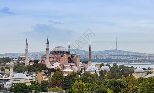 俯拍伊斯坦布尔旅游景点圣索菲亚大教堂图片