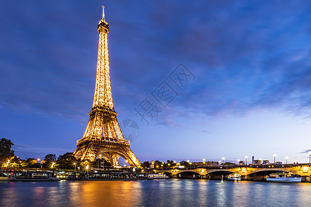 复古铁塔巴黎埃菲尔铁塔夜景背景