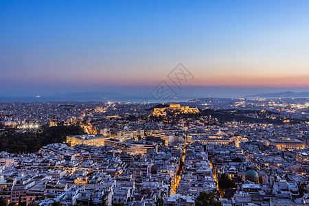 希腊首都雅典城市夜景天际线高清图片