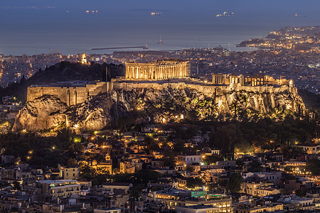 古代建筑希腊雅典卫城夜景背景