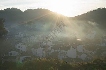 江西上饶市宏村最美村落日出图片