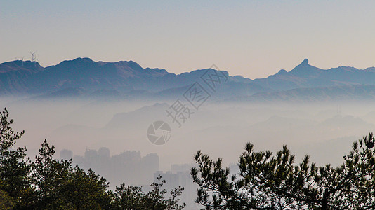 秋天风景画贵州独山县云海奇景背景