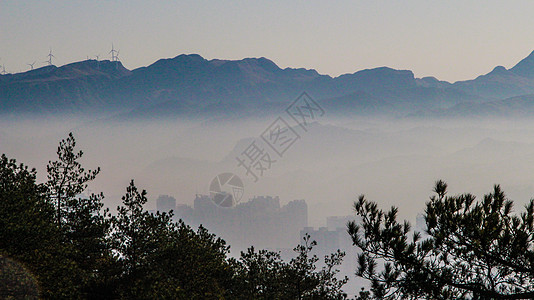 秋天风景画贵州独山县云海奇景背景