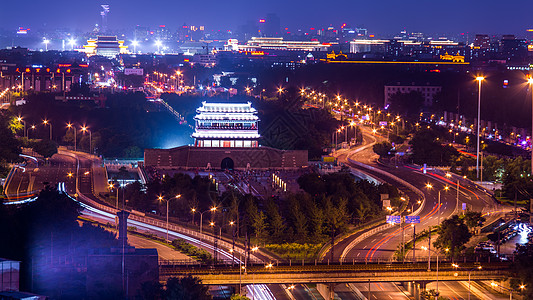 北京夜景北京永定门夜景背景