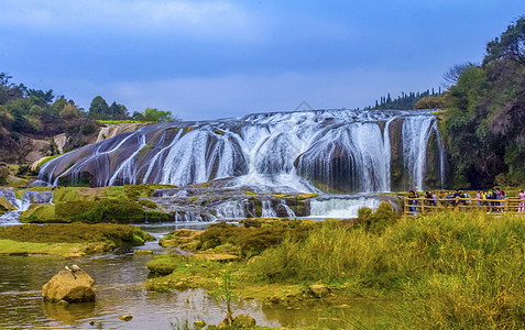 山水瀑布黄果树陡坡潭瀑布背景