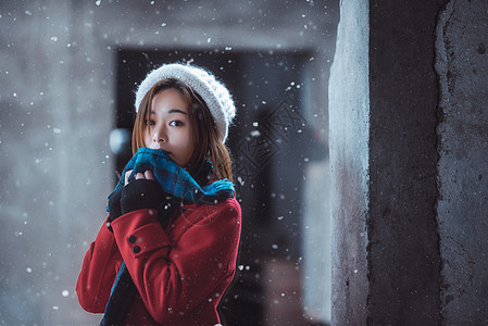 冬季服装冬季雪景人像背景