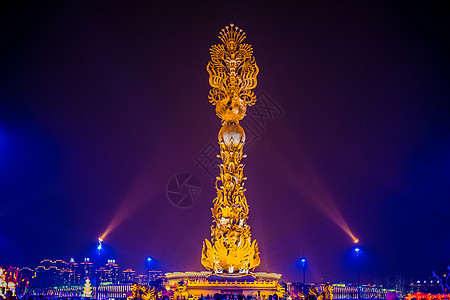 丹凤朝阳夜景背景图片