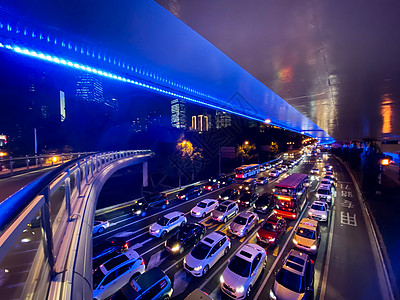 路夜景上海延安路高架车流夜景背景