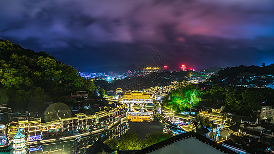 凤凰古城夜景背景图片