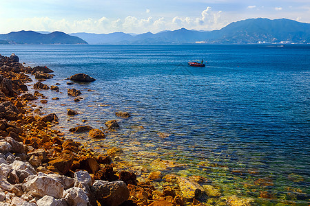 蓝天白云大海杨梅坑风光背景