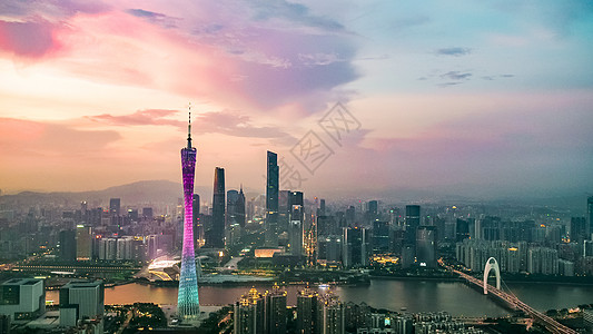 广州港口广州珠江新城夜景背景