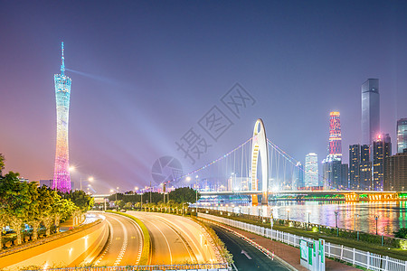 广州港口广州珠江新城夜景背景