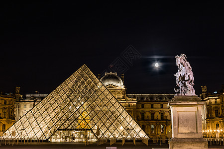 法国巴黎夜景法国巴黎卢浮宫夜景背景