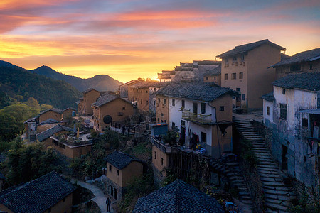 恩阳古镇航拍安徽歙县阳产土楼风光背景