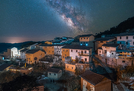 安徽农村安徽歙县阳产土楼星空背景