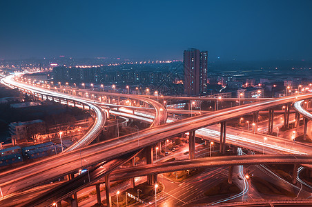 南京地标南京立交桥车流夜景背景