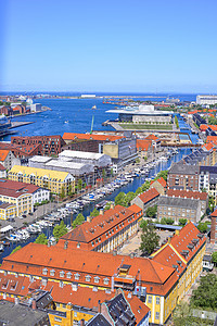 夏季哥本哈根运河城区景观背景图片