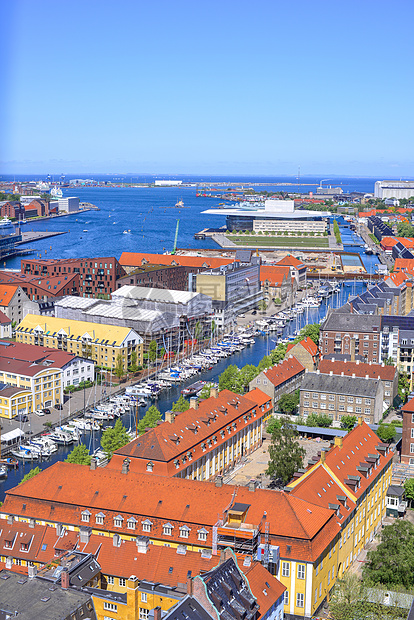 夏季哥本哈根运河城区景观图片
