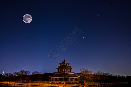 夜晚城堡北京角楼中秋节元宵节夜景背景