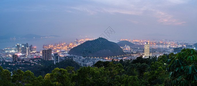 深圳南山区蛇口集装箱码头夜景背景