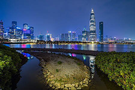 深圳平安夜景深圳春笋华润中心大厦背景