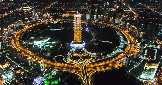 郑州南站河南郑州郑东新区夜景背景